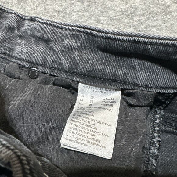 American‎ Eagle Stretch Women's Curvy Mom Jeans Size 00 Black Dark Wash Denim - Picture 11 of 11
